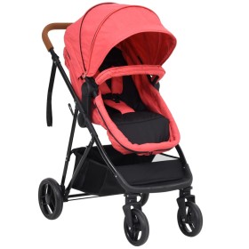 2-in-1-Kinderwagen aus rot-schwarzem Stahl von vidaXL, Kinderwagen - Ref: Foro24-10339, Preis: 125,99 €, Rabatt: %