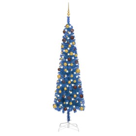 Slim Christmas tree with LEDs and blue balls 240 cm by vidaXL, Christmas trees - Ref: Foro24-3078038, Price: 70,99 €, Discoun...