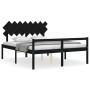 Estructura de cama con cabecero madera maciza negro 160x200 cm de vidaXL, Camas y somieres - Ref: Foro24-3195560, Precio: 160...