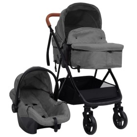 Light Gray and Black Steel 3-in-1 Baby Stroller by vidaXL, Baby strollers - Ref: Foro24-10329, Price: 277,05 €, Discount: %