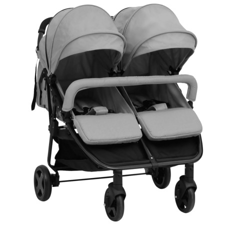 Light gray and black steel twin stroller by vidaXL, Baby strollers - Ref: Foro24-10359, Price: 251,67 €, Discount: %