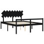 Estructura de cama con cabecero madera maciza negro 160x200 cm de vidaXL, Camas y somieres - Ref: Foro24-3195560, Precio: 160...