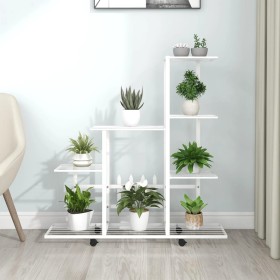 Flower stand with white metal wheel 94.5x25x92.5 cm by vidaXL, Pot stands - Ref: Foro24-336115, Price: 47,99 €, Discount: %