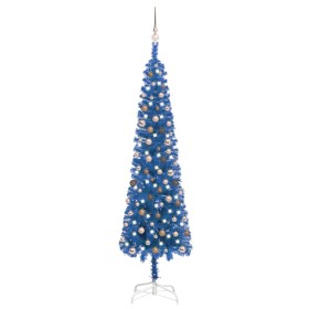 Schlanker Weihnachtsbaum mit LEDs und blauen Kugeln 240 cm von vidaXL, Weihnachtsbäume - Ref: Foro24-3078079, Preis: 71,99 €,...