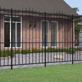 Garden fence with spearhead black coated steel 222cm by vidaXL, fence panels - Ref: Foro24-151083, Price: 210,99 €, Discount: %