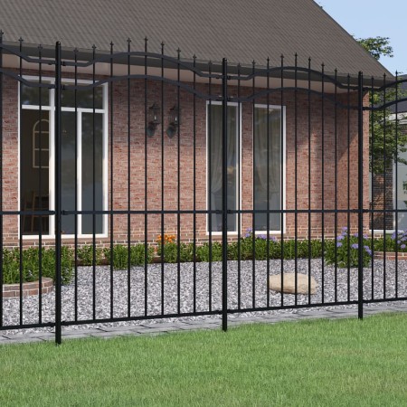 Garden fence with spearhead black coated steel 222cm by vidaXL, fence panels - Ref: Foro24-151083, Price: 189,68 €, Discount: %