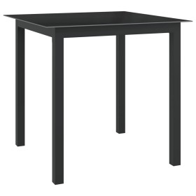 Mesa de jardín de aluminio y vidrio negro 80x80x74 cm de vidaXL, Mesas de jardín - Ref: Foro24-312200, Precio: 95,99 €, Descu...