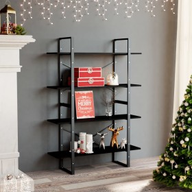 4-tier solid black pine wood shelf 100x30x140 cm by vidaXL, Bookcases and shelves - Ref: Foro24-806486, Price: 104,33 €, Disc...