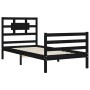 Bed frame with black solid wood headboard 90x200 cm by vidaXL, Beds and slatted bases - Ref: Foro24-3194430, Price: 112,99 €,...