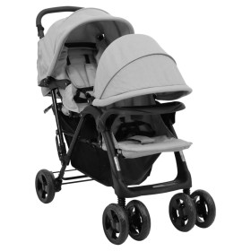 Light gray steel tandem twin trolley by vidaXL, Baby strollers - Ref: Foro24-10347, Price: 206,76 €, Discount: %