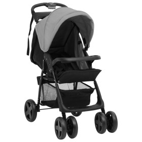 Light gray and black steel 2-in-1 baby stroller by vidaXL, Baby strollers - Ref: Foro24-10383, Price: 118,99 €, Discount: %