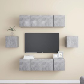 Living room TV set, 6 pieces, engineered wood, gray concrete. by vidaXL, TV Furniture - Ref: Foro24-3079102, Price: 163,64 €,...