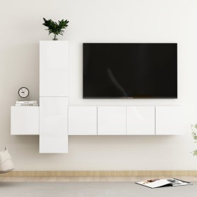 Living room furniture 5 pieces glossy white engineered wood by vidaXL, TV Furniture - Ref: Foro24-3079283, Price: 165,99 €, D...