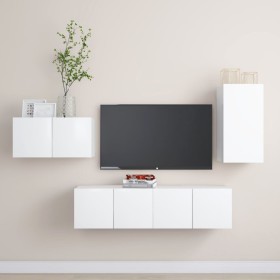 4-piece engineered wood living room TV furniture set in white by vidaXL, TV Furniture - Ref: Foro24-3078677, Price: 115,99 €,...