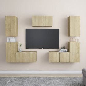 Set de muebles salón TV 7 pzas madera ingeniería roble Sonoma de vidaXL, Muebles TV - Ref: Foro24-3078986, Precio: 205,99 €, ...