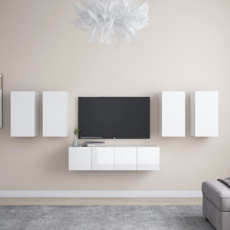 Living room furniture set 7 pieces glossy white engineered wood by vidaXL, TV Furniture - Ref: Foro24-3079309, Price: 219,55 ...