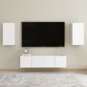 White Engineered Wood 4-Piece TV Cabinet Set by vidaXL, TV Furniture - Ref: Foro24-3074453, Price: 133,34 €, Discount: %