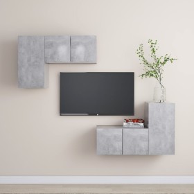 Set muebles de salón TV 4 pzas madera ingeniería gris hormigón de vidaXL, Muebles TV - Ref: Foro24-3079108, Precio: 118,99 €,...