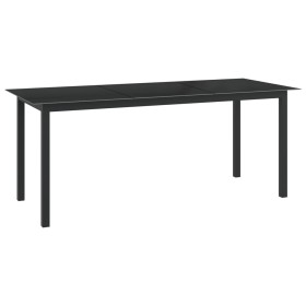 Aluminum and black glass garden table 190x90x74cm by vidaXL, Garden tables - Ref: Foro24-312202, Price: 149,21 €, Discount: %