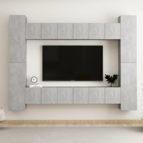 Set de muebles de salón 10 pzas madera ingeniería gris hormigón de vidaXL, Muebles TV - Ref: Foro24-3079072, Precio: 416,99 €...