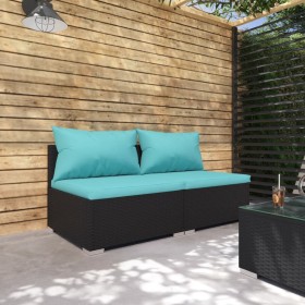 2-piece garden furniture set and black synthetic rattan cushions by vidaXL, Garden sets - Ref: Foro24-3101393, Price: 139,39 ...