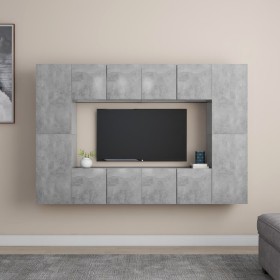 Set de muebles de salón 8 pzas madera ingeniería gris hormigón de vidaXL, Muebles TV - Ref: Foro24-3079088, Precio: 230,99 €,...