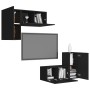 Set de muebles de salón TV 4 piezas madera de ingeniería negro de vidaXL, Muebles TV - Ref: Foro24-3078793, Precio: 112,35 €,...