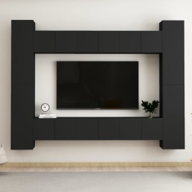 10-teiliges TV-Wohnzimmermöbelset aus schwarzem Holzwerkstoff von vidaXL, TV-Möbel - Ref: Foro24-3078757, Preis: 348,99 €, Ra...