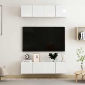 TV-Wohnzimmermöbel, 4-teilig, glänzendes graues Holzwerkstoff von vidaXL, TV-Möbel - Ref: Foro24-3079269, Preis: 154,99 €, Ra...