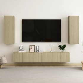 Wohnzimmer-TV-Möbelset 5-teilig aus Holzwerkstoff Sonoma-Eiche von vidaXL, TV-Möbel - Ref: Foro24-3078958, Preis: 161,96 €, R...