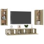 Wohnzimmer-TV-Möbelset 5-teilig aus Holzwerkstoff Sonoma-Eiche von vidaXL, TV-Möbel - Ref: Foro24-3078958, Preis: 162,37 €, R...