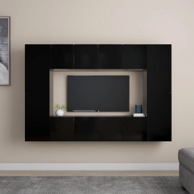 8-teiliges TV-Wohnzimmermöbelset aus schwarzem Holzwerkstoff von vidaXL, TV-Möbel - Ref: Foro24-3078773, Preis: 222,33 €, Rab...