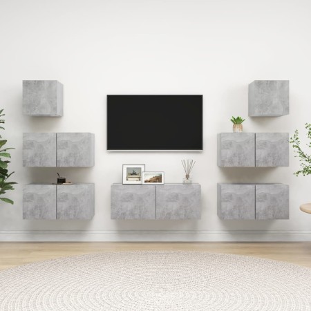 TV living room furniture set 7 pieces concrete gray engineered wood by vidaXL, TV Furniture - Ref: Foro24-3079132, Price: 210...