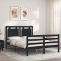 Estructura de cama con cabecero madera maciza negro 140x190 cm de vidaXL, Camas y somieres - Ref: Foro24-3194035, Precio: 181...