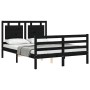 Estructura de cama con cabecero madera maciza negro 140x190 cm de vidaXL, Camas y somieres - Ref: Foro24-3194035, Precio: 181...