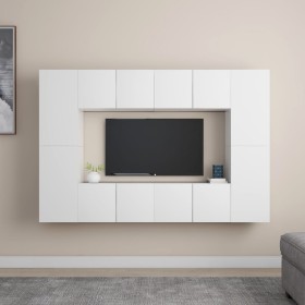 8-piece engineered wood living room TV furniture set in white by vidaXL, TV Furniture - Ref: Foro24-3078668, Price: 251,97 €,...