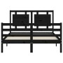 Estructura de cama con cabecero madera maciza negro 140x190 cm de vidaXL, Camas y somieres - Ref: Foro24-3194035, Precio: 181...