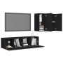 Set de muebles de salón TV 4 piezas madera de ingeniería negro de vidaXL, Muebles TV - Ref: Foro24-3078790, Precio: 112,35 €,...