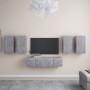 TV living room furniture set 6 pieces concrete gray engineered wood by vidaXL, TV Furniture - Ref: Foro24-3079099, Price: 176...