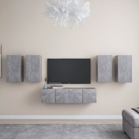 TV living room furniture set 6 pieces concrete gray engineered wood by vidaXL, TV Furniture - Ref: Foro24-3079099, Price: 172...