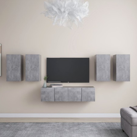 Set muebles de salón TV 6 pzas madera ingeniería gris hormigón de vidaXL, Muebles TV - Ref: Foro24-3079099, Precio: 176,70 €,...