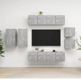 TV living room furniture set 8 pieces concrete gray engineered wood by vidaXL, TV Furniture - Ref: Foro24-3079124, Price: 219...