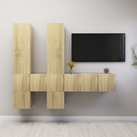 TV wall units 7 pieces Sonoma oak chipboard by vidaXL, TV Furniture - Ref: Foro24-3079033, Price: 199,99 €, Discount: %