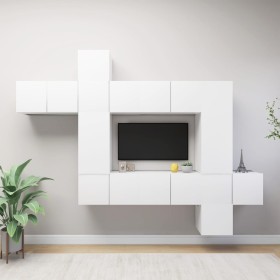 TV living room furniture set 10 pieces white engineered wood by vidaXL, TV Furniture - Ref: Foro24-3078737, Price: 289,04 €, ...