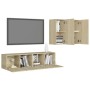 4-teiliges Wohnzimmermöbel-Set aus Sonoma-Eiche von vidaXL, TV-Möbel - Ref: Foro24-3079000, Preis: 121,54 €, Rabatt: %