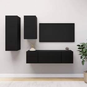 4-piece black engineered wood living room TV furniture set by vidaXL, TV Furniture - Ref: Foro24-3078836, Price: 135,77 €, Di...