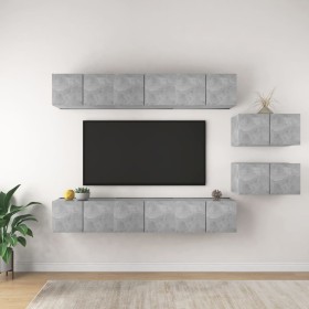 TV living room furniture set 8 pieces concrete gray engineered wood by vidaXL, TV Furniture - Ref: Foro24-3079147, Price: 243...