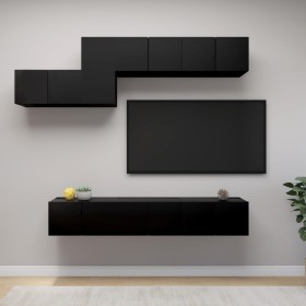 Set de muebles de salón TV 7 piezas madera de ingeniería negro de vidaXL, Muebles TV - Ref: Foro24-3078834, Precio: 199,14 €,...