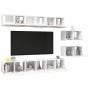 Mueble de TV 8 piezas de madera contrachapada blanco de vidaXL, Muebles TV - Ref: Foro24-3078727, Precio: 247,31 €, Descuento: %