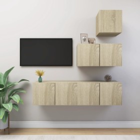 Wohnzimmer-TV-Möbelset, 4-teilig, Holzwerkstoff, Sonoma-Eiche von vidaXL, TV-Möbel - Ref: Foro24-3079049, Preis: 107,73 €, Ra...